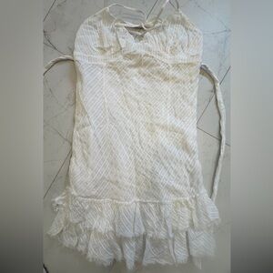 American Eagle Outfitters White Ruffle Hem Textured Sundress Spaghetti Strap.